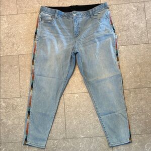 Light Blue Jeans with Colorful Side Stripes